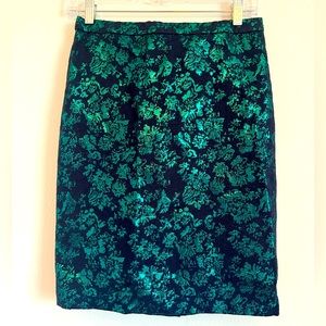 NEW J. Crew Metallic Floral Pencil Skirt